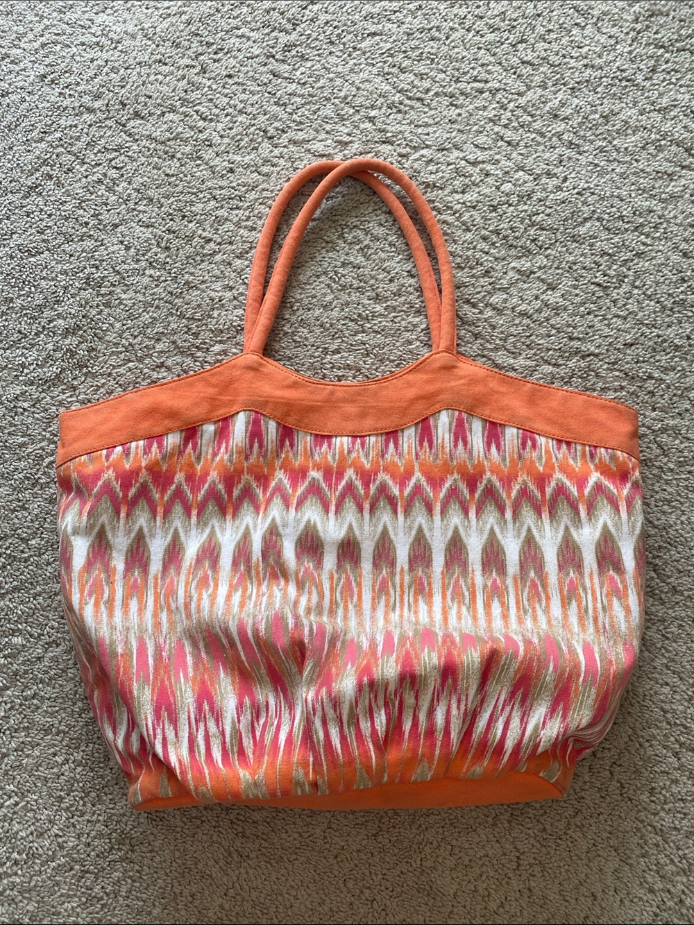 Chicos Orange Patterned Tote Bag